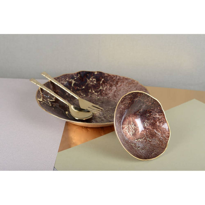 Aulica Brown Bowl with Gold Rim 20cm