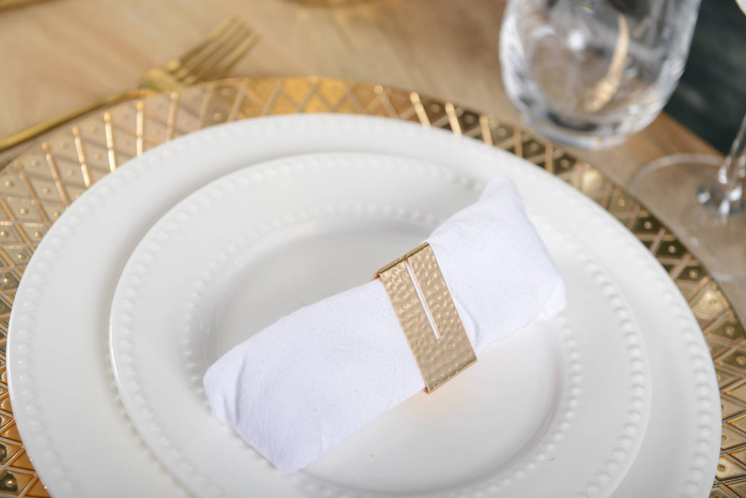 Aulica Hammered Gold Triangle Napkin Rings - Set of 4