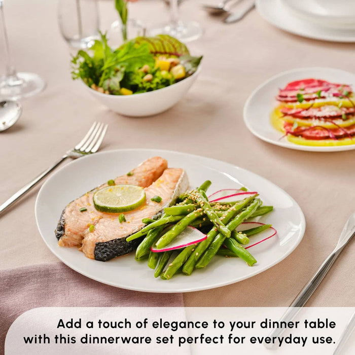 Karaca White Pure 24-Piece Opal Glass Dinner Set for 6 People, White: Whıte01