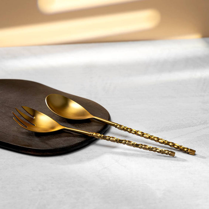 Godinger Gold Salad Servers with Curls, Set of Two