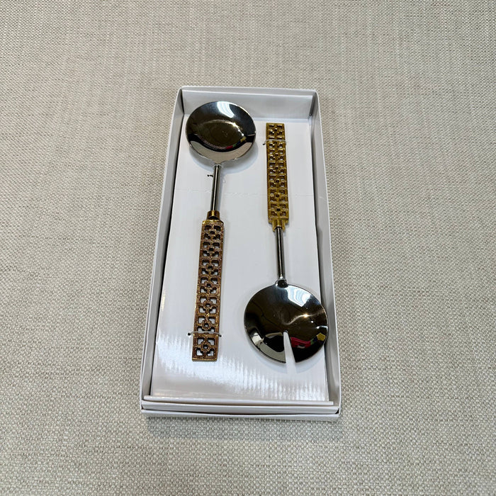 Gold Cut-Out Handle & Stainless Steel Salad Servers,Set of 2