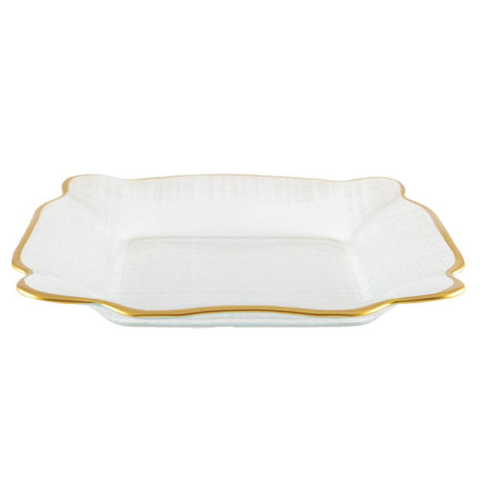 Aulica SQUARE GLASS PLATE WITH GOLD EDGES 25X25X2CM