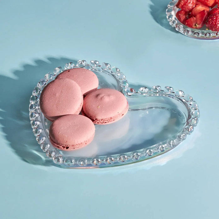Karaca Rory Heart Glass Side Plate, 18cm, Clear: Luster