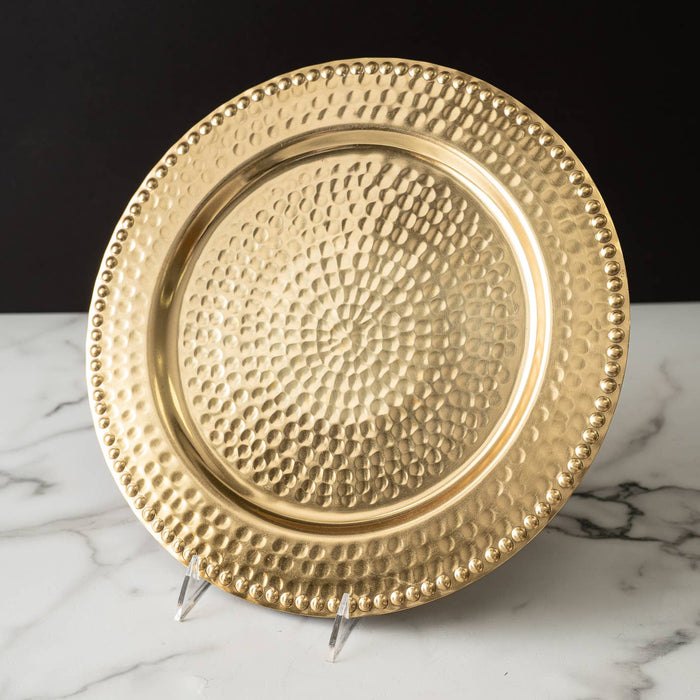Gilded Hammered Beaded Charger