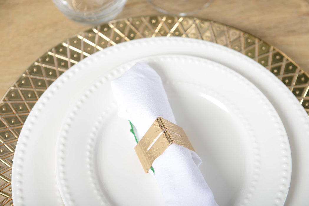 Aulica Hammered Gold Triangle Napkin Rings - Set of 4