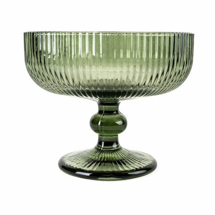 10cm Stemmed Champagne Saucer Glass - Green 4PK