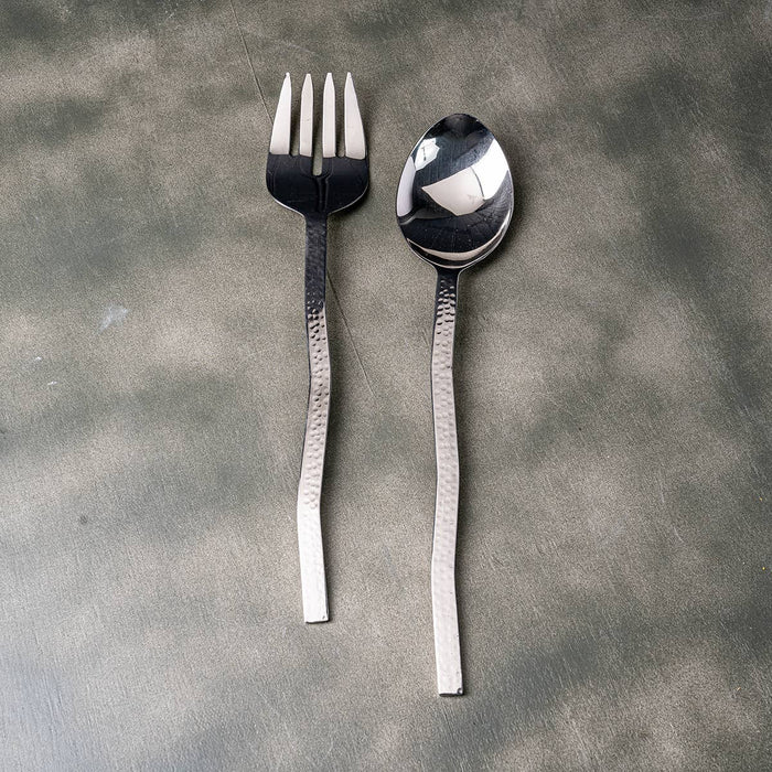 Aluminum Hammered Wave Handle Salad Servers Set of 2