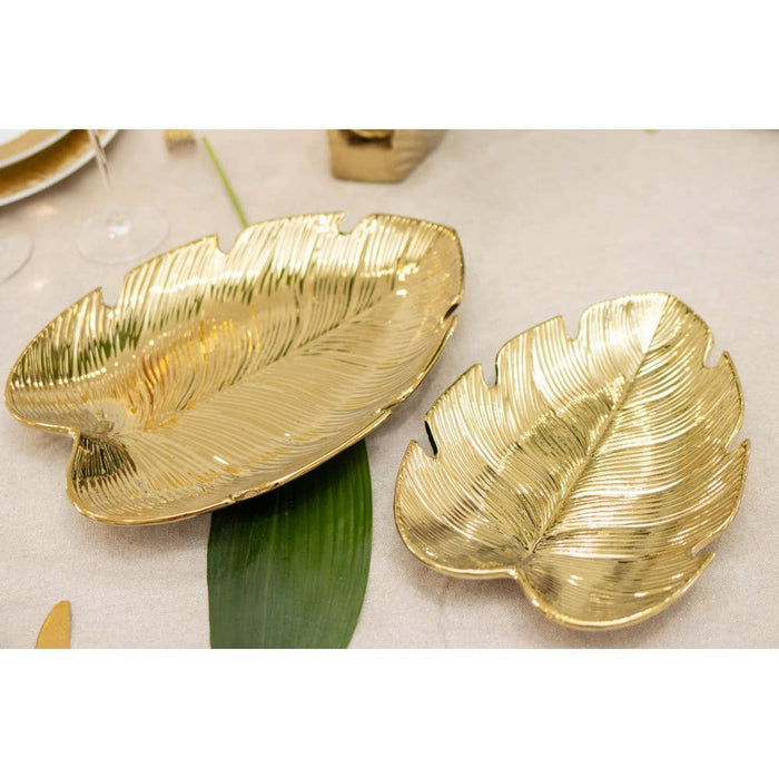 Aulica Golden tropical leaf dish 31x23x3.8cm