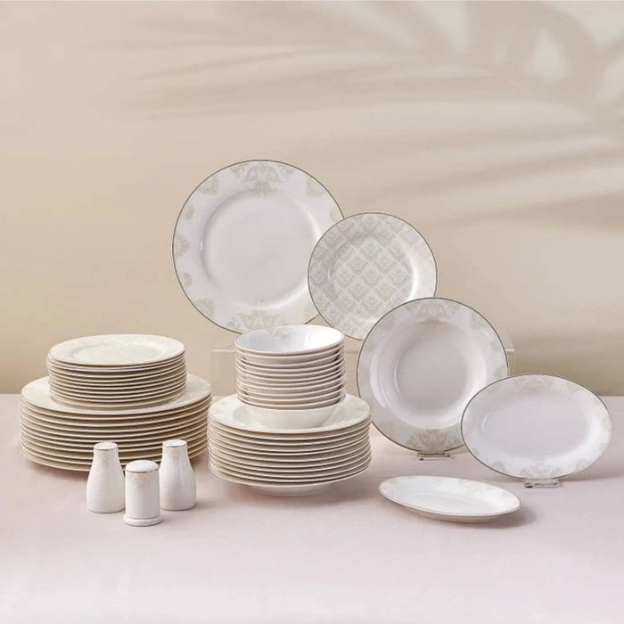 Karaca Elegance Bone China Siena 53-Piece Dinner Set for 12 People, Gold: Gold