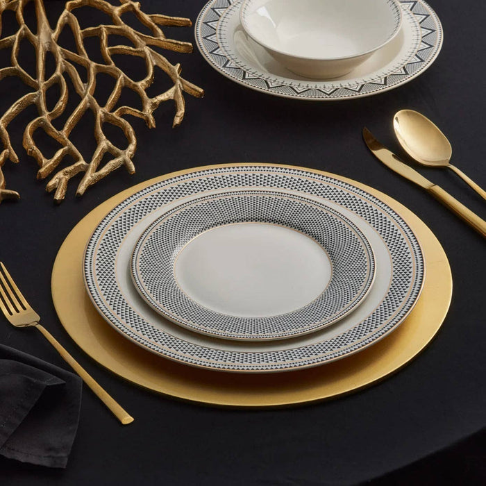 Karaca Globe 24-Piece Bone China Dinner Set for 6 People, Multi: Black01