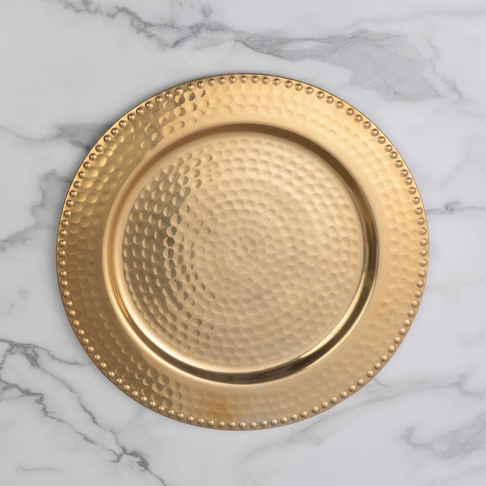 Gilded Hammered Beaded Charger