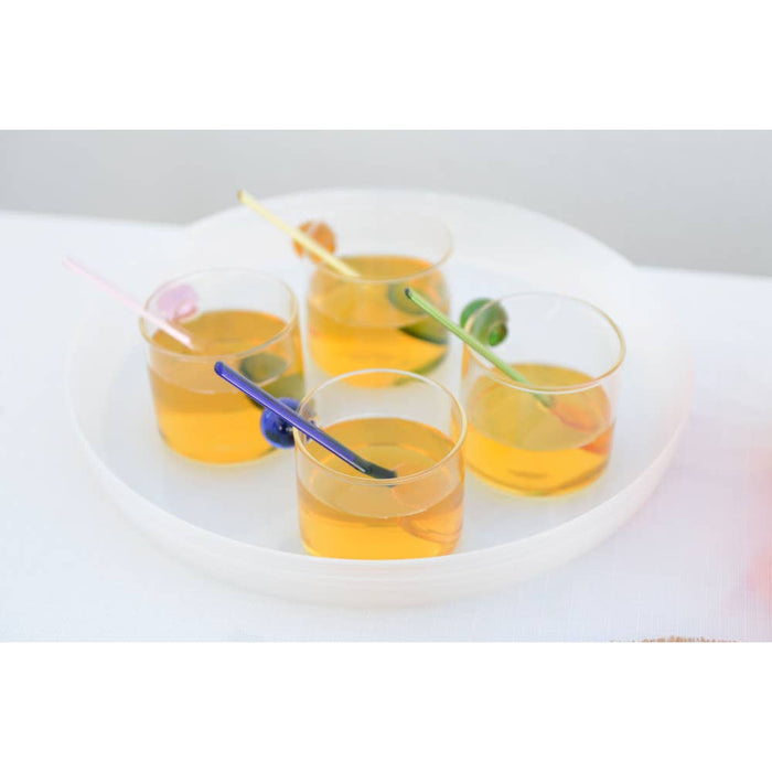 Aulica Glass mugs with colored ball handle 350ml - set of 4
