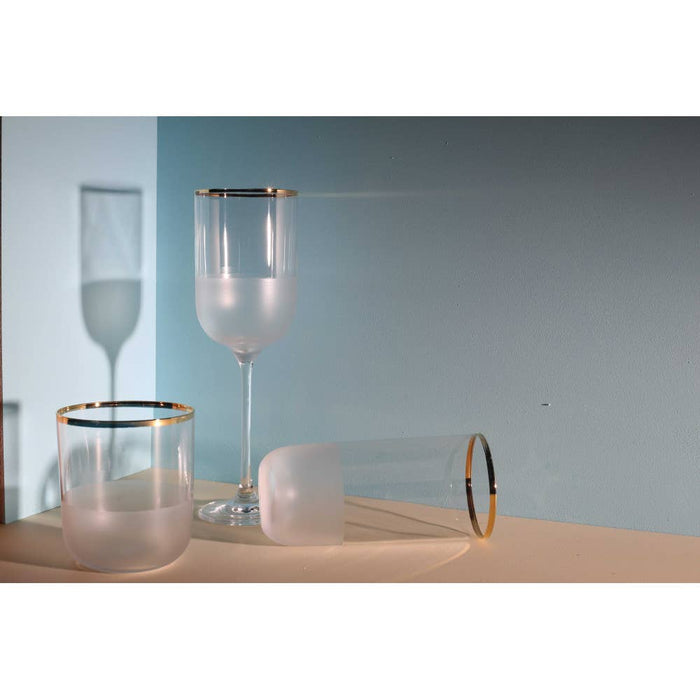 Aulica Nish Tall Water Glasses with Gold Rim - Set of 6