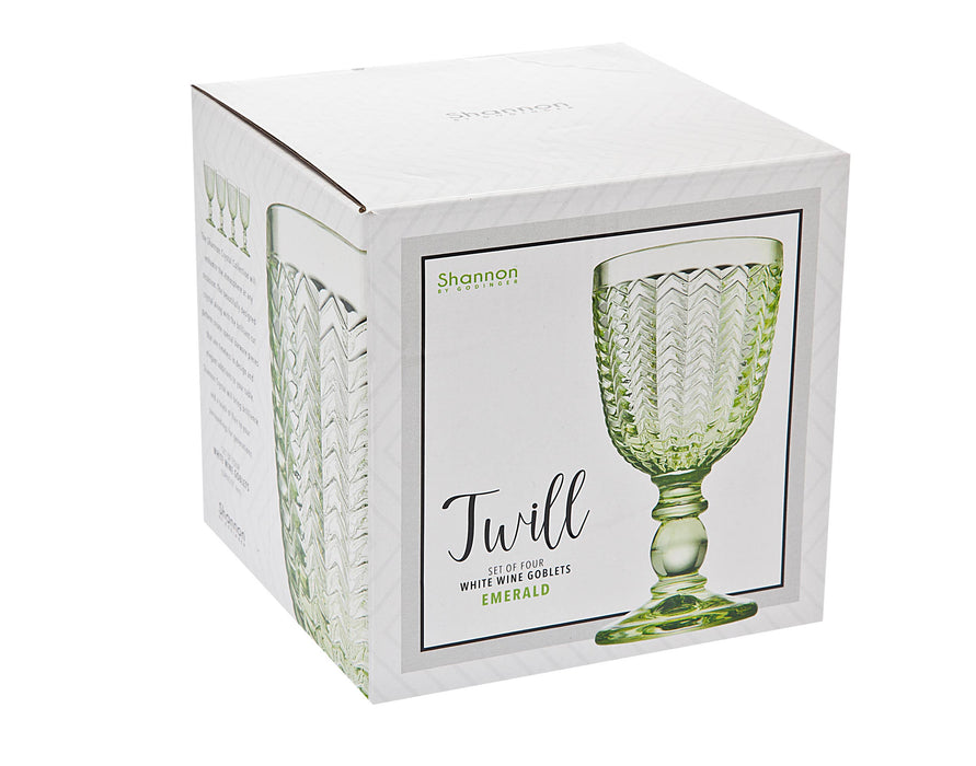 Godinger Set of Four Twill Green Goblets - Green
