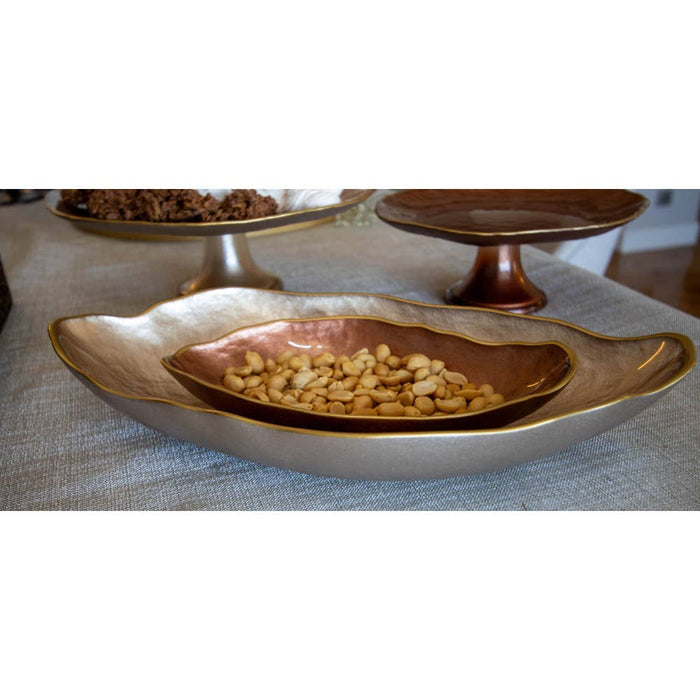 Aulica Oval Pink Dish with Gold Rim 34x19cm
