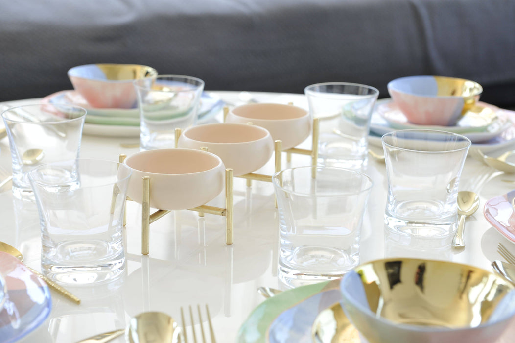 Aulica 3-Compartment Beige and Gold Appetizer Dish