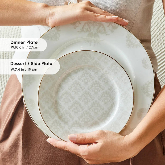Karaca Elegance Bone China Siena 53-Piece Dinner Set for 12 People, Gold: Gold