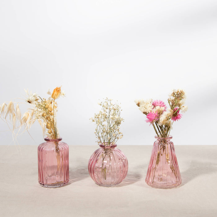 Sass & Belle Pink Glass Bud Vases - Set Of 3