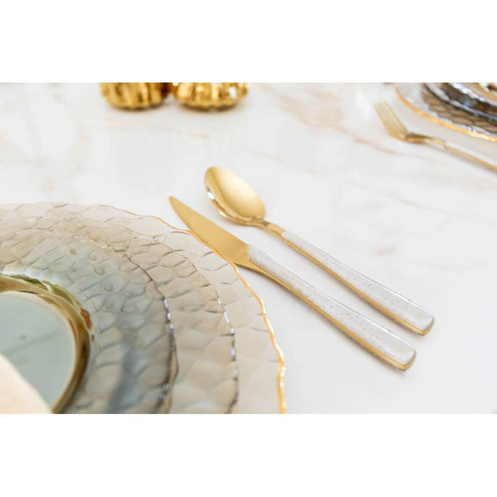 Aulica 24-piece gold cutlery set with glitter handles