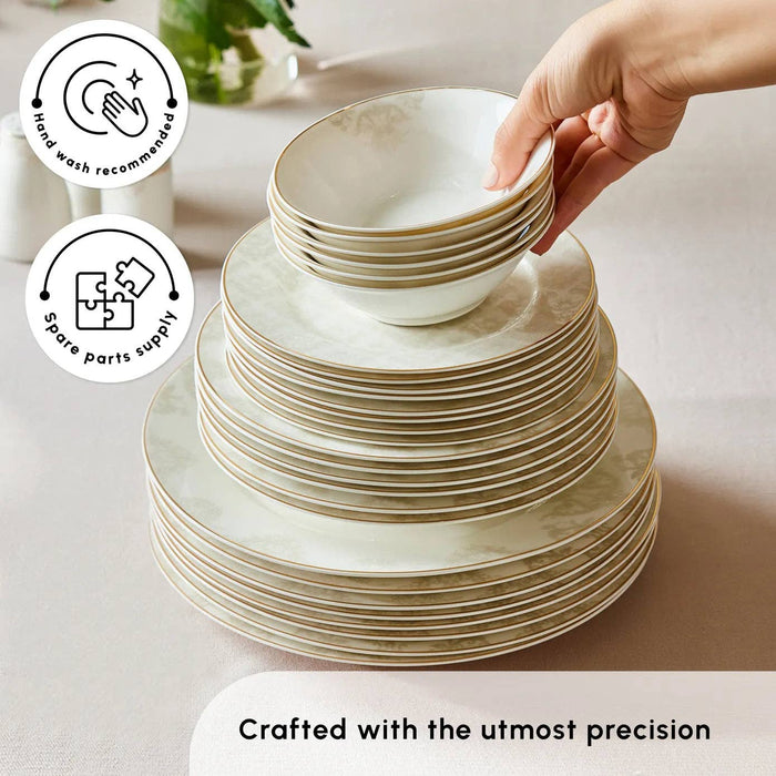 Karaca Elegance Bone China Siena 53-Piece Dinner Set for 12 People, Gold: Gold