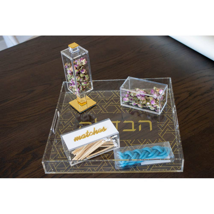 Aulica White and Gold Matchbox 5.5x5.5x12cm