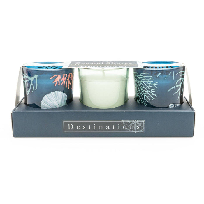Coastal Shores S/3 Mini Votives with Seasalt Scent 6PK