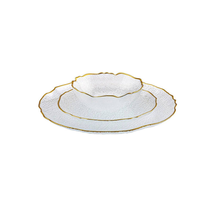 Karaca Milanda 12-Piece Glass Dinner Set for 4 People, Gold: Colorless