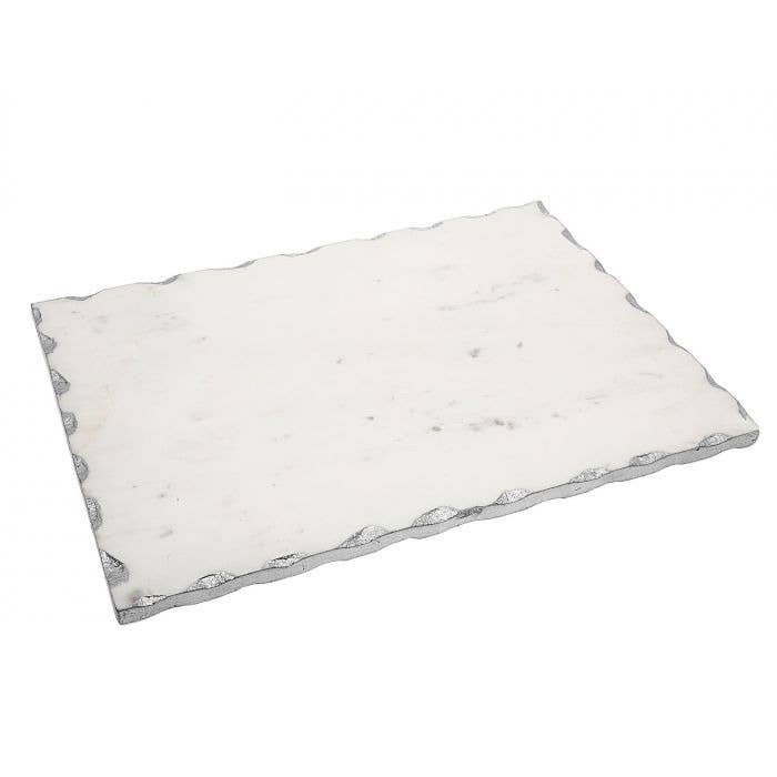 Godinger Marble Board 16x12 Silver Edge: White / Marble