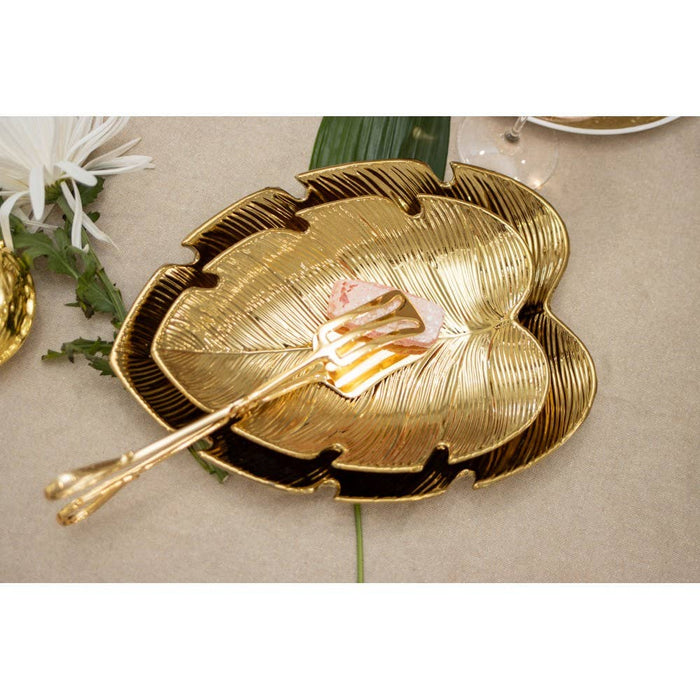 Aulica Golden tropical leaf dish 31x23x3.8cm
