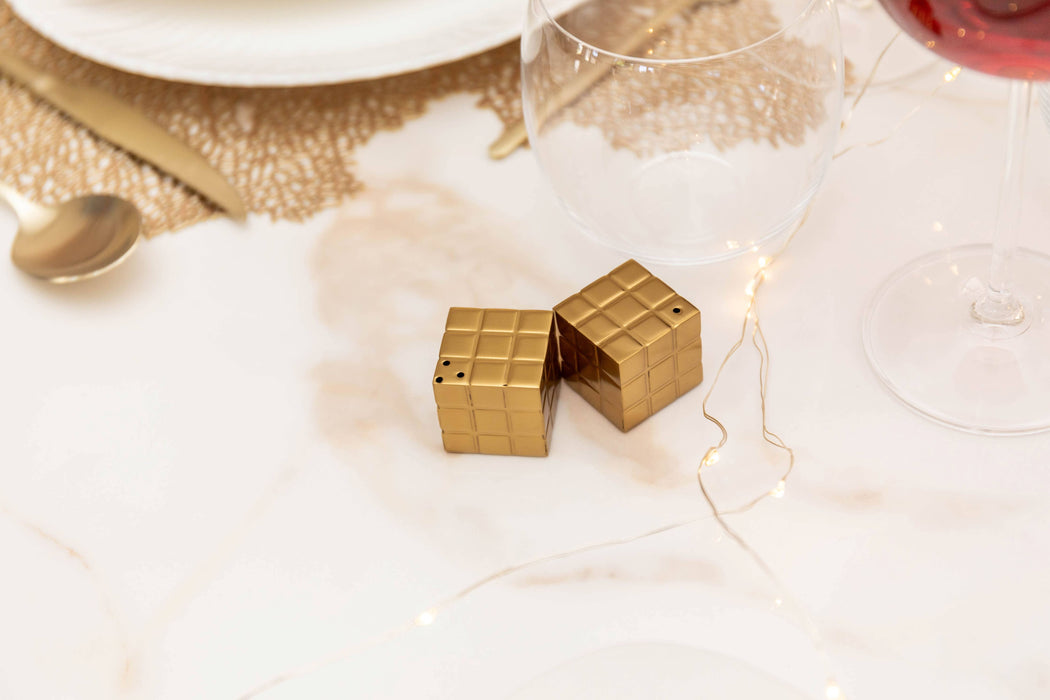 Aulica Golden Rubik's Cube Salt and Pepper Shaker 3x3x3cm