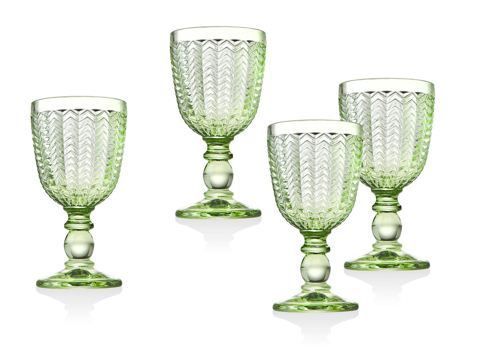 Godinger Set of Four Twill Green Goblets - Green