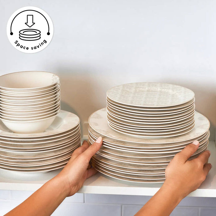 Karaca Elegance Bone China Siena 53-Piece Dinner Set for 12 People, Gold: Gold
