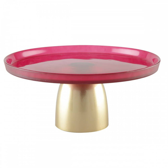 Aulica Raspberry cake stand with gold base 28cm