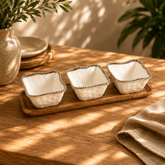 Pampa Bay Get Gifty Salerno Set of 3 Square Bowls on Tray