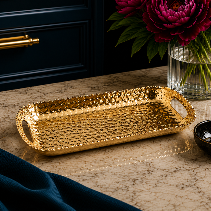 Pampa Bay Golden Millennium Rectangular Tray With Handles