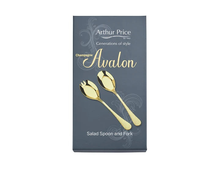 Champagne Avalon Boxed Salad Serving Spoon & Fork - Boxed