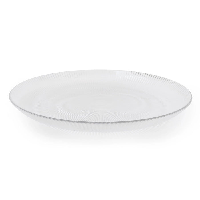 Large Clear Glass Plate Ridged Lines 31cm 4Pk