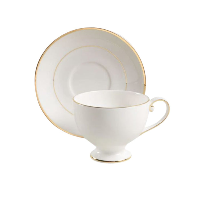 Mikasa Cameo Gold Teacup and Saucer Set of 6