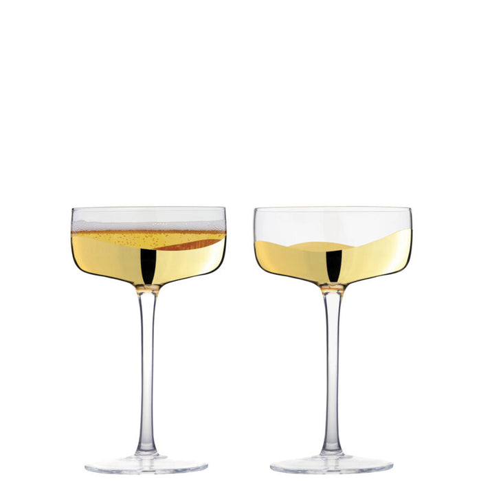 ASD Wave Champagne Saucers Gold, Set of 2