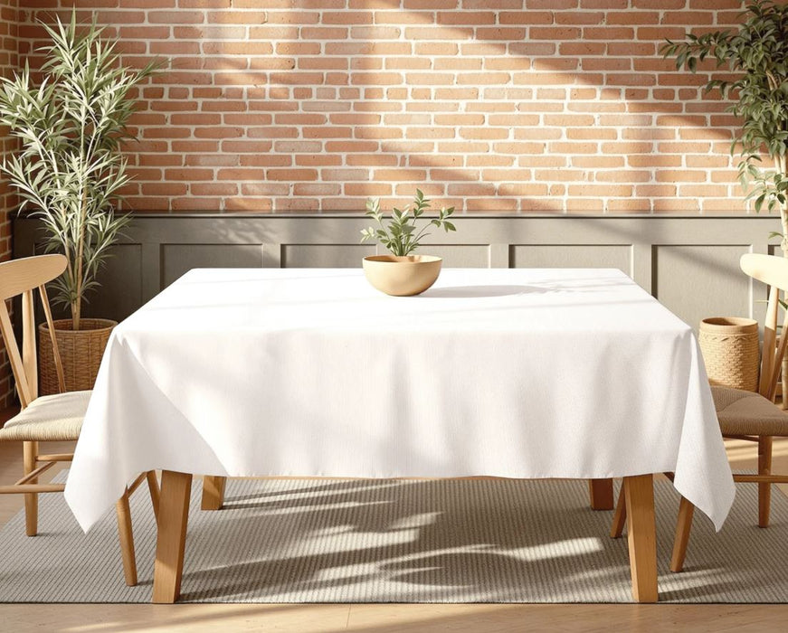 Majestic Tablecloths Woven White Stain Resistant 70 x 160