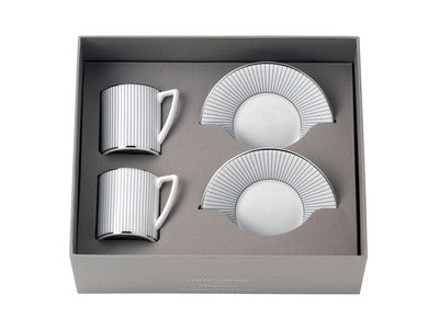 Wedgwood Jasper Conran Pinstripe Espresso Cup & Saucer Set of 2 Boxed