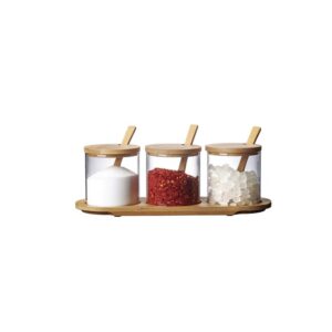 Aulica Set of 3 Jars with Bamboo Lid and Spoon on Tray - 213201 - La Belle Table