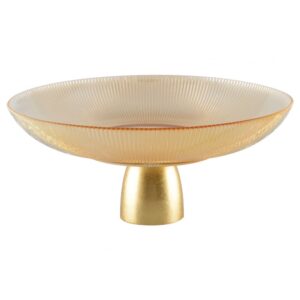 Aulica Amber Luster Bowl on Gold Foot - 749317 - La Belle Table