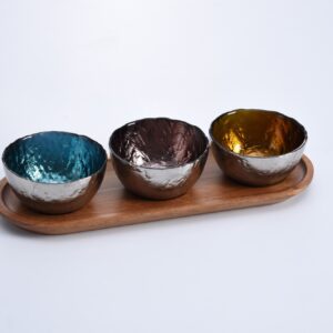 Pampa Bay Set of 3 Colored Glass Bowls on Tray - PB012 - La Belle Table