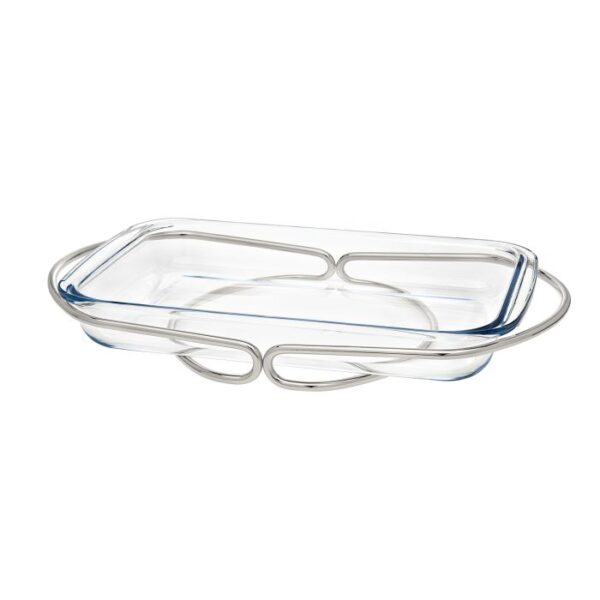 Godinger Infinity Nickel-3qt Glass Rectangular Dish - GDNG020 - La Belle Table