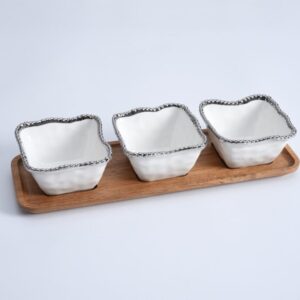 Pampa Bay Get Gifty Salerno Set of 3 Square Bowls on Tray - PB022 - La Belle Table
